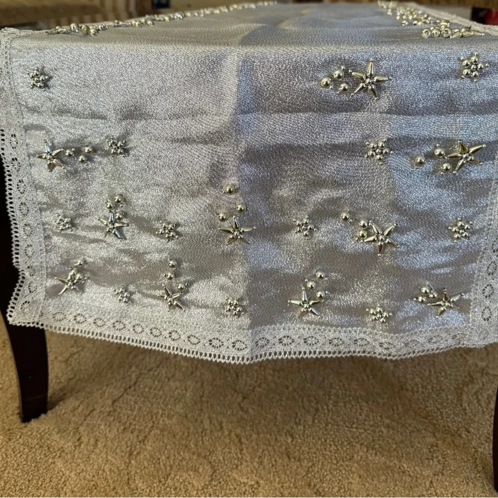 Table Runner Handmade silver table runner floral table runner Home decor